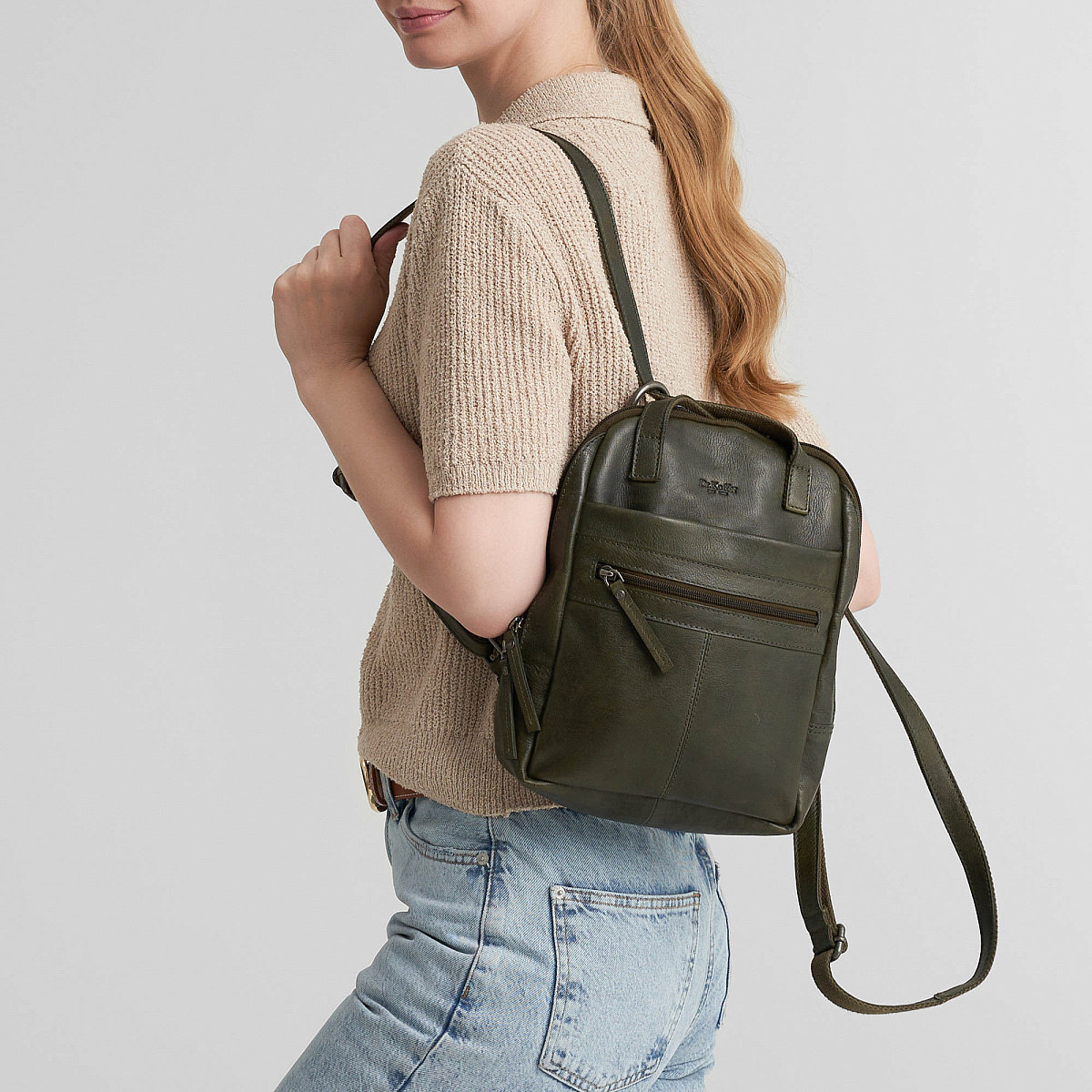 Рюкзак Dr.Koffer из натуральной кожи зеленый