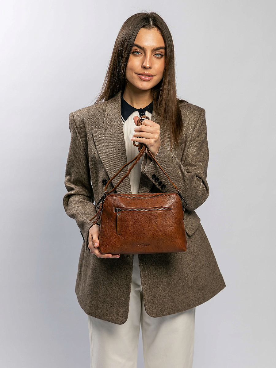 Женская сумка Dr.Koffer из натуральной кожи коричневая