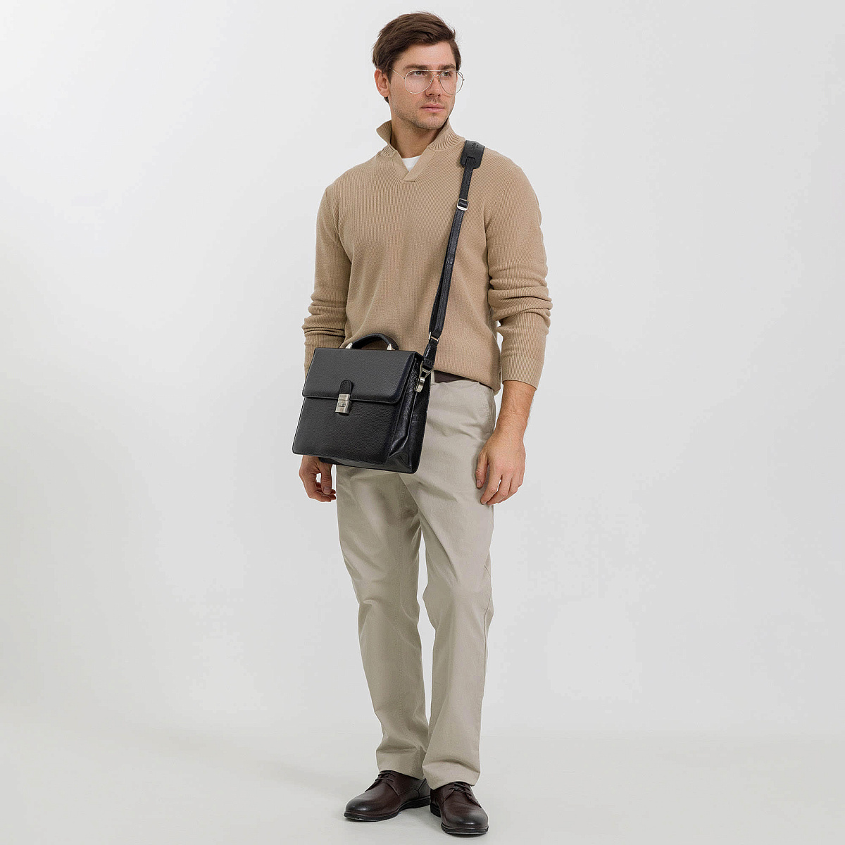 Портфель Dr.Koffer из натуральной кожи черный