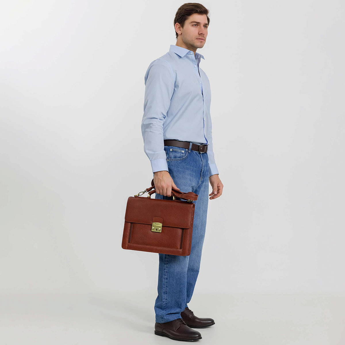 Портфель Dr.Koffer из натуральной кожи светло-коричневый