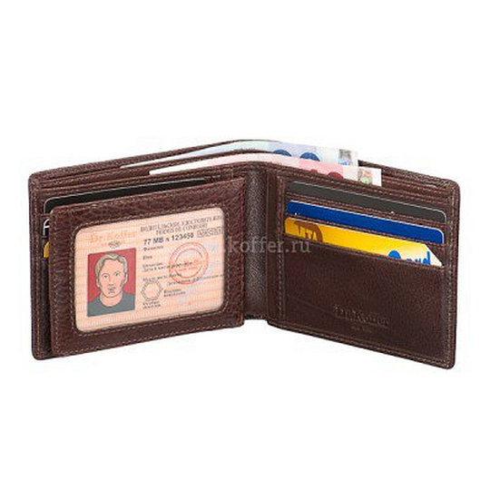 Портмоне Dr.Koffer из натуральной кожи коричневое
