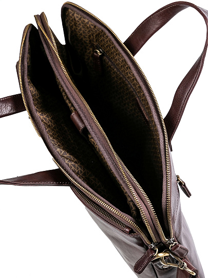 Деловая сумка Dr.Koffer из натуральной кожи темно-коричневая