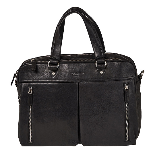 Деловая сумка Dr.Koffer из натуральной кожи черная