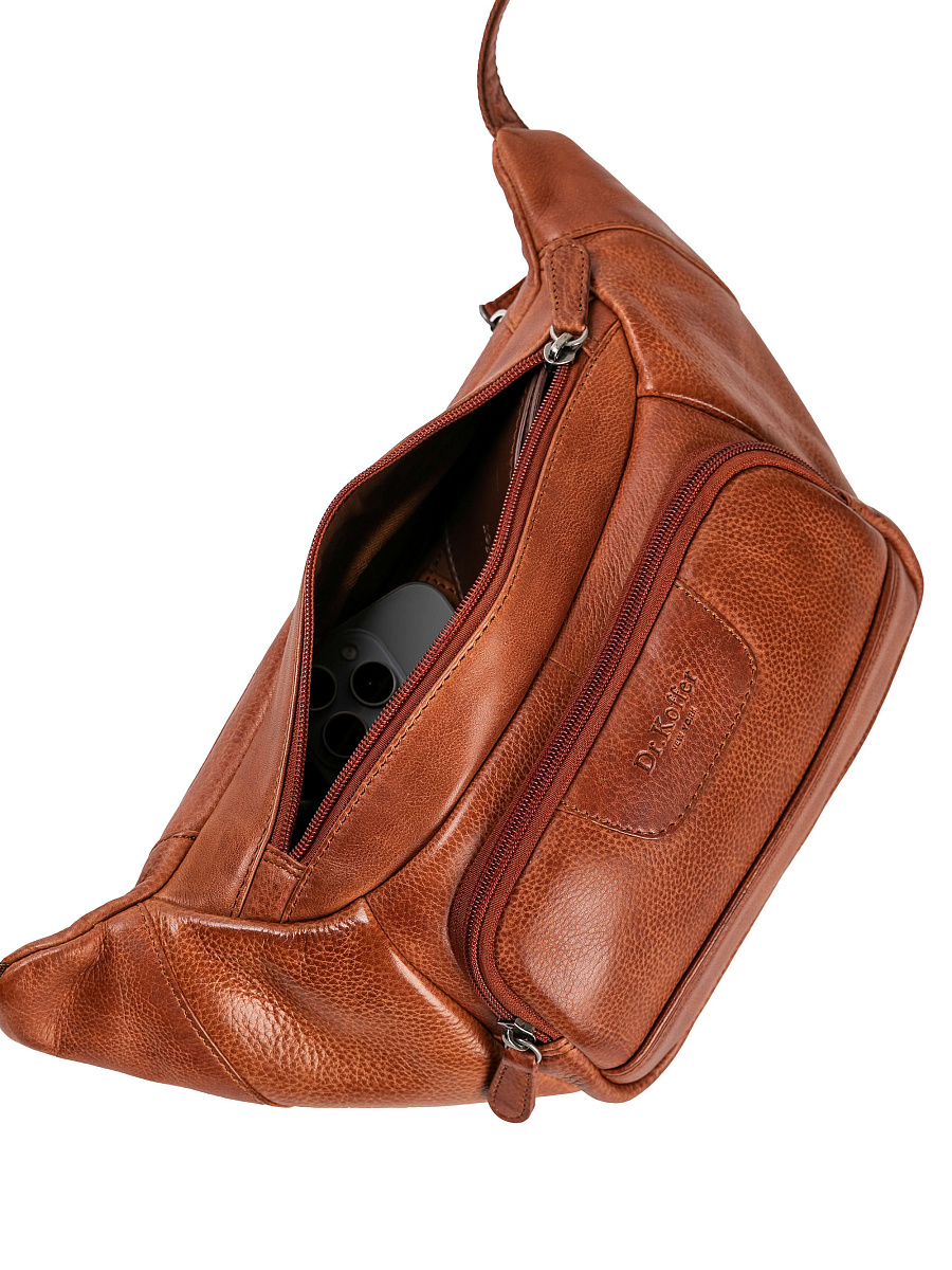 Сумка на пояс Dr. Koffer из натуральной кожи коричневая