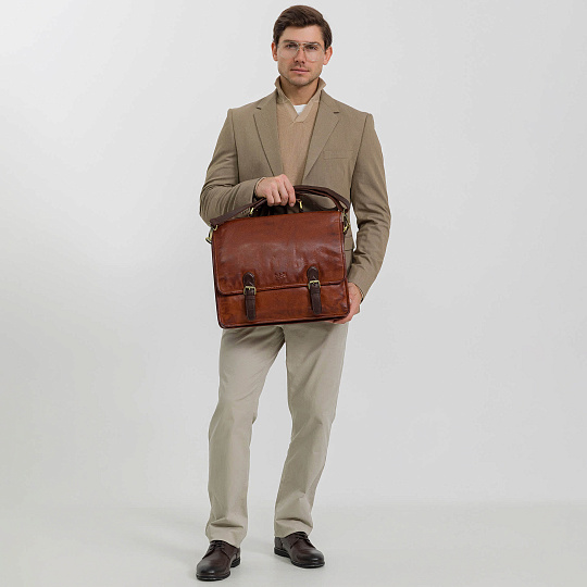 Портфель Dr.Koffer из натуральной кожи светло-коричневый