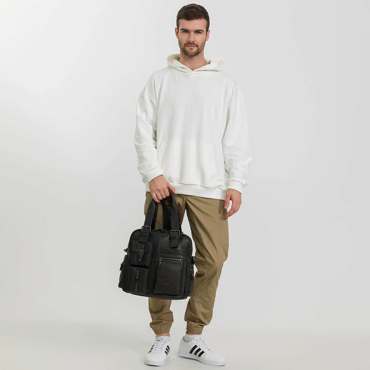 Деловая сумка Dr.Koffer из натуральной кожи черная