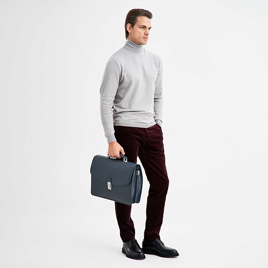 Портфель Dr.Koffer из натуральной кожи синий