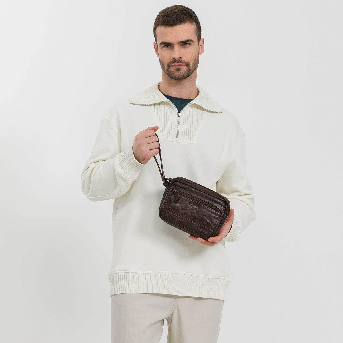 Сумка барсетка из натуральной кожи Dr. Koffer коричневая