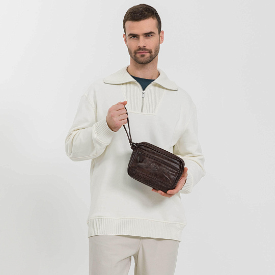 Сумка барсетка из натуральной кожи Dr. Koffer коричневая