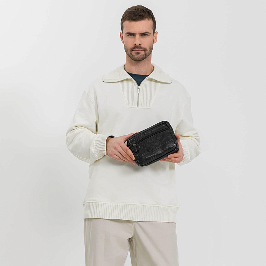 Сумка барсетка из натуральной кожи Dr. Koffer черная