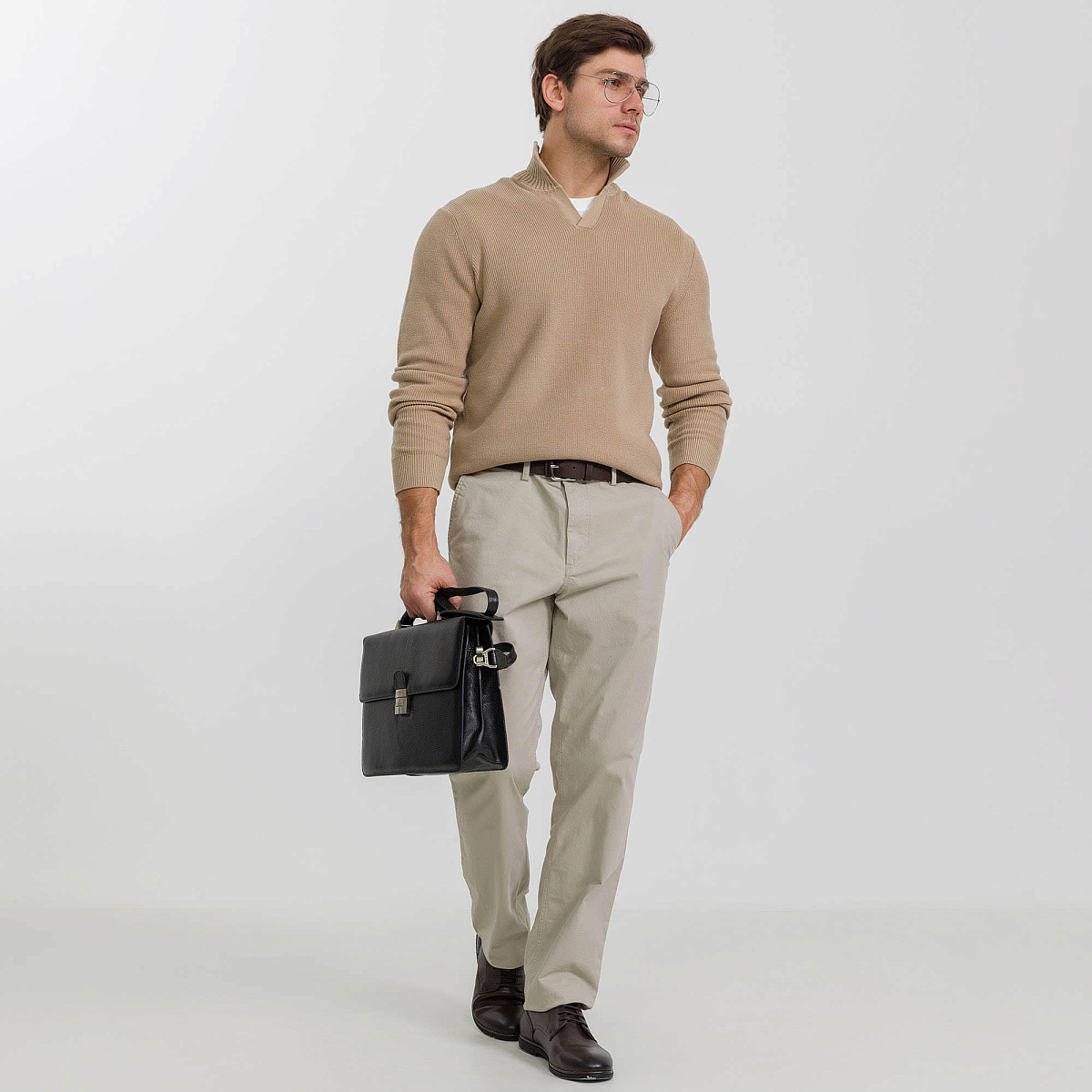 Портфель Dr.Koffer из натуральной кожи черный