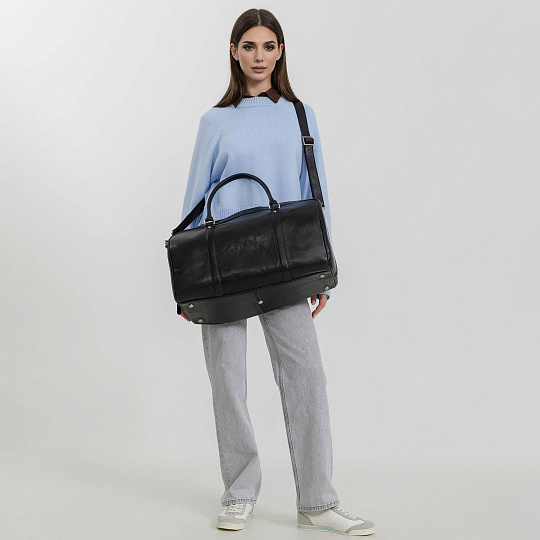 Сумка дорожная Dr.Koffer из натуральной кожи черная