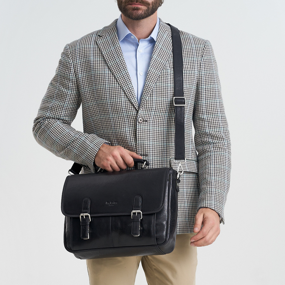 Портфель Dr.Koffer из натуральной кожи черный