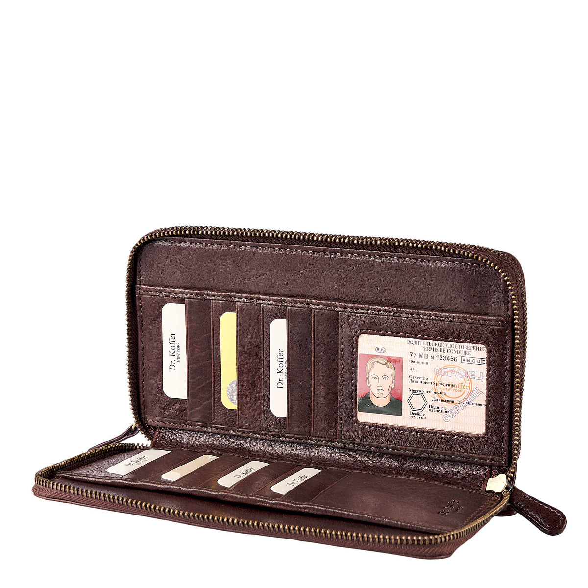 Портмоне Dr.Koffer из натуральной кожи коричневое