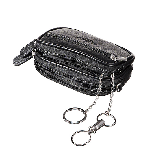 Сумочка для ключей из черной кожи на молниях с ручкой Dr.Koffer X510182-01-04