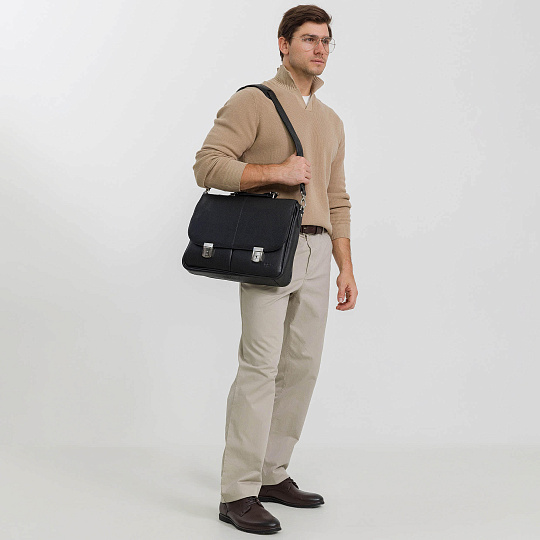 Портфель Dr.Koffer из натуральной кожи черный