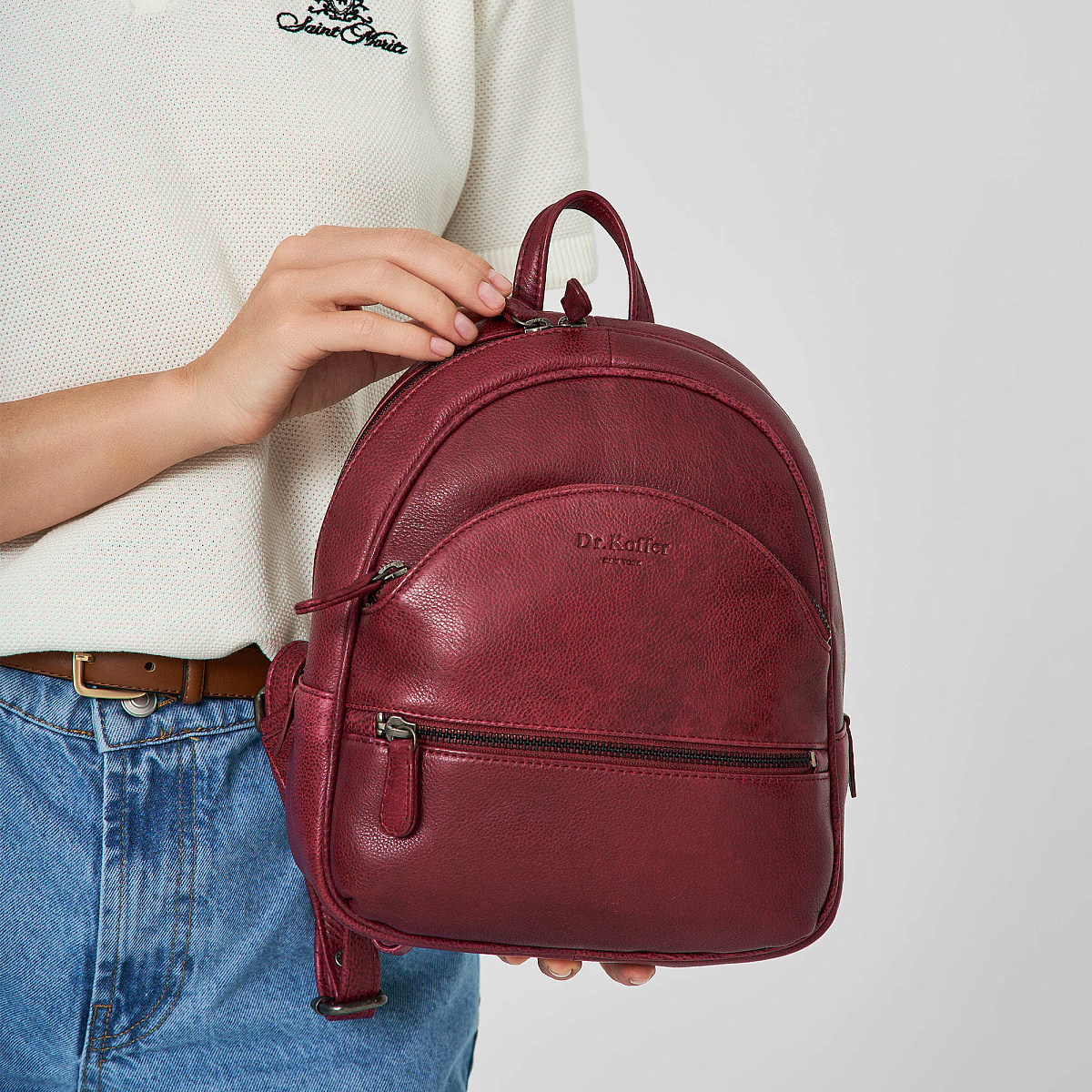 Рюкзак Dr.Koffer из натуральной кожи бордовый