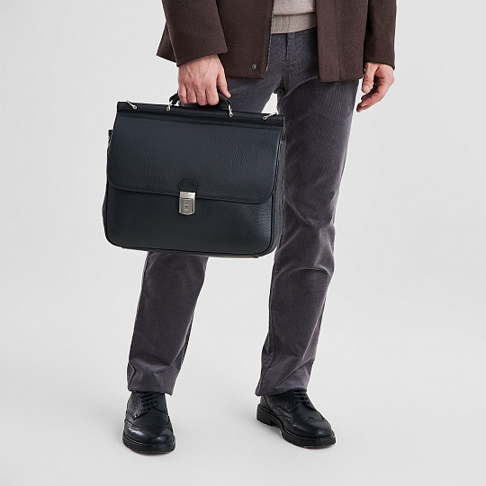 Портфель Dr.Koffer из натуральной кожи черный