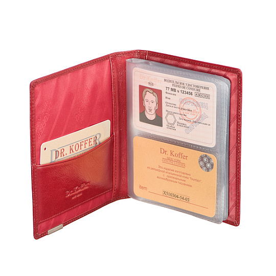 Визитница Dr.Koffer из натуральной кожи бордовая