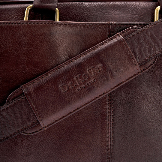 Деловая сумка Dr.Koffer из натуральной кожи темно-коричневая