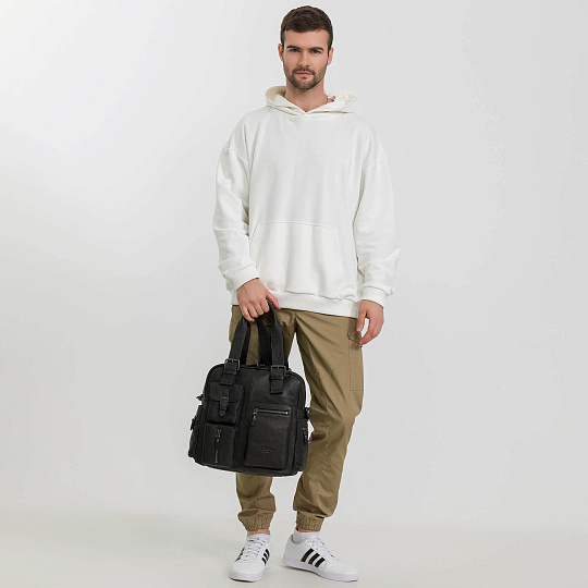 Деловая сумка Dr.Koffer из натуральной кожи черная