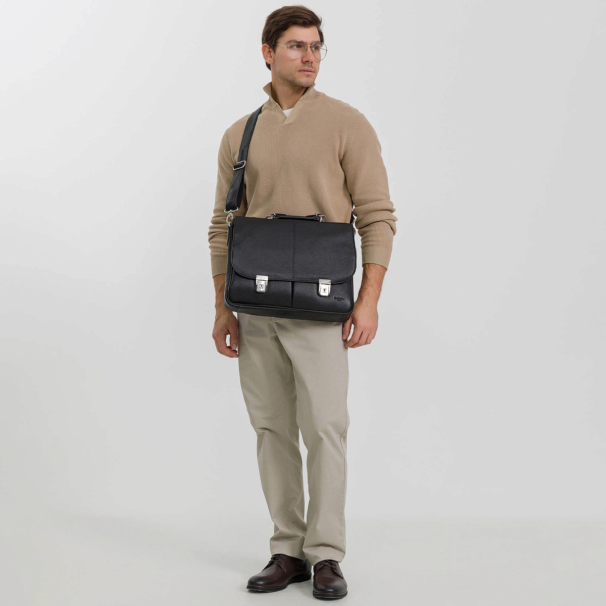 Портфель Dr.Koffer из натуральной кожи черный