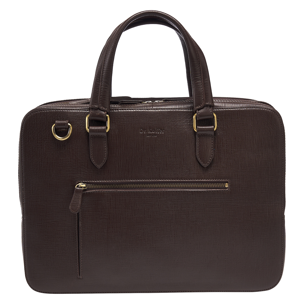 Деловая сумка Dr.Koffer из натуральной кожи темно-коричневая