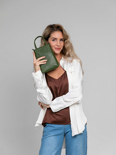 Сумка через плечо Dr.Koffer из натуральной кожи зеленая