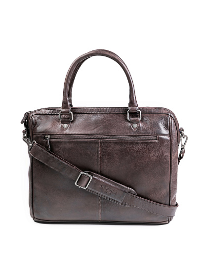 Деловая сумка Dr.Koffer из натуральной кожи темно-коричневая