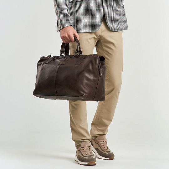 Сумка дорожная Dr.Koffer из натуральной кожи коричневая