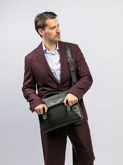 Портфель Dr.Koffer из натуральной кожи черный