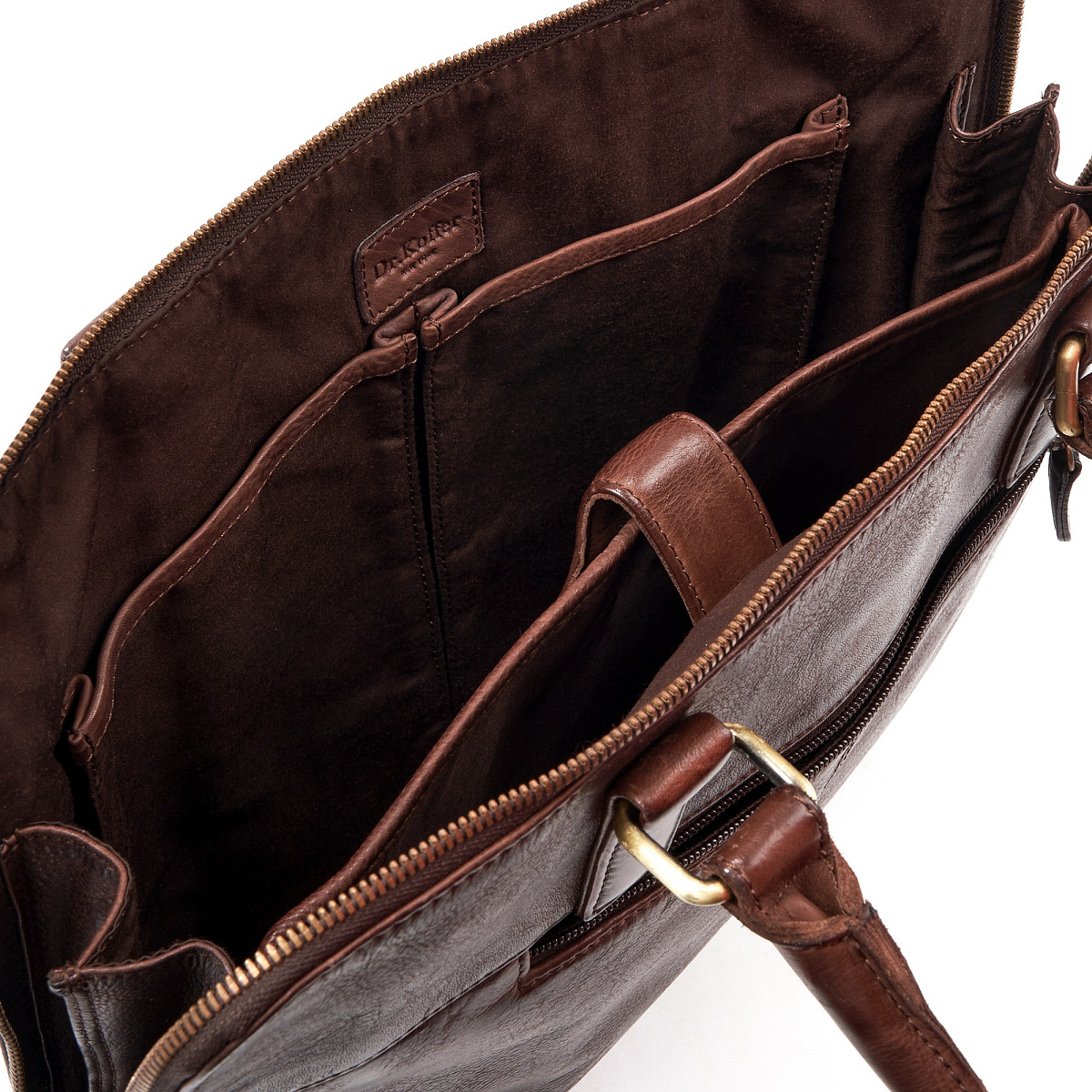 Деловая сумка Dr.Koffer из натуральной кожи темно-коричневая