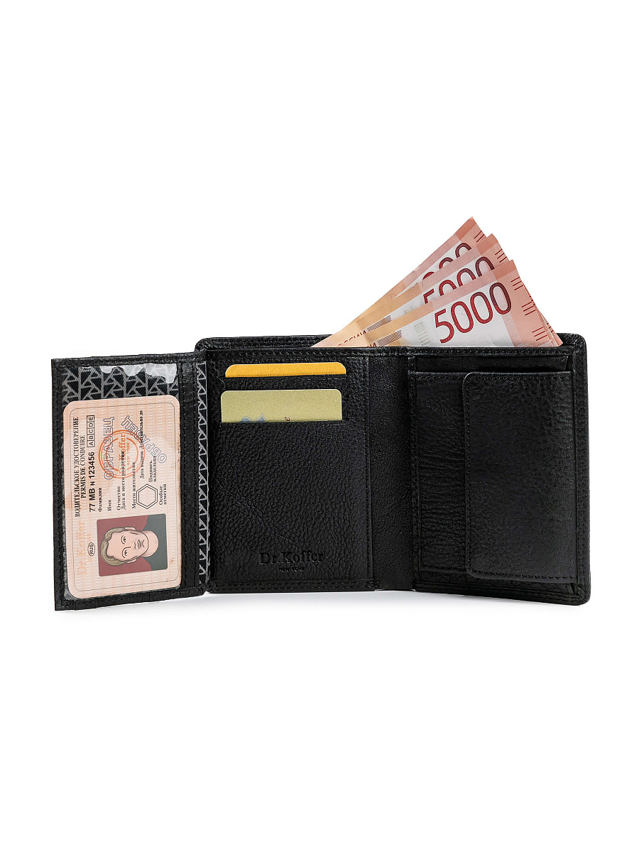 Портмоне Dr.Koffer из натуральной кожи черное