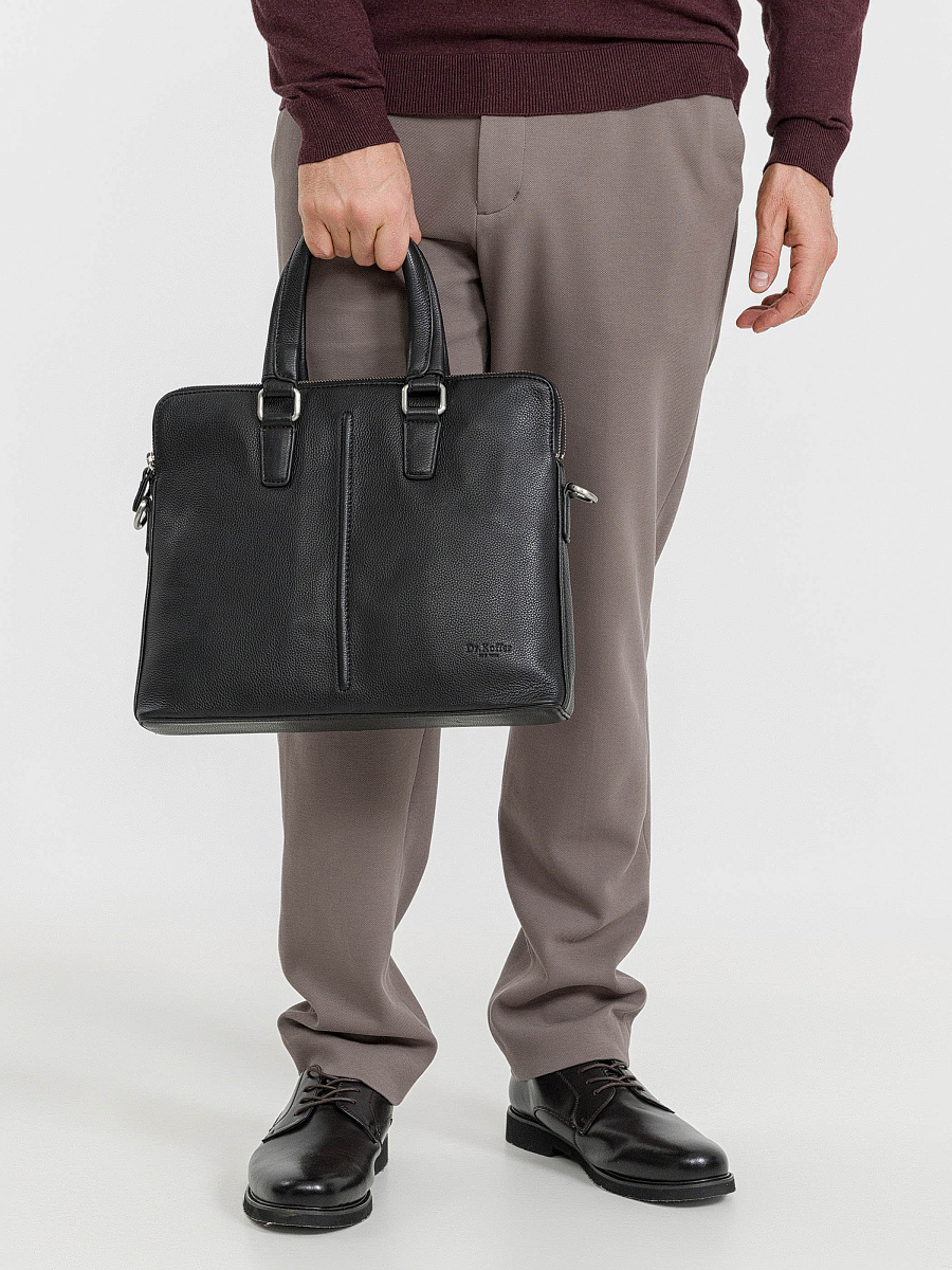 Деловая сумка Dr.Koffer из натуральной кожи черная