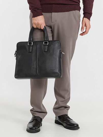 Деловая сумка Dr.Koffer из натуральной кожи черная