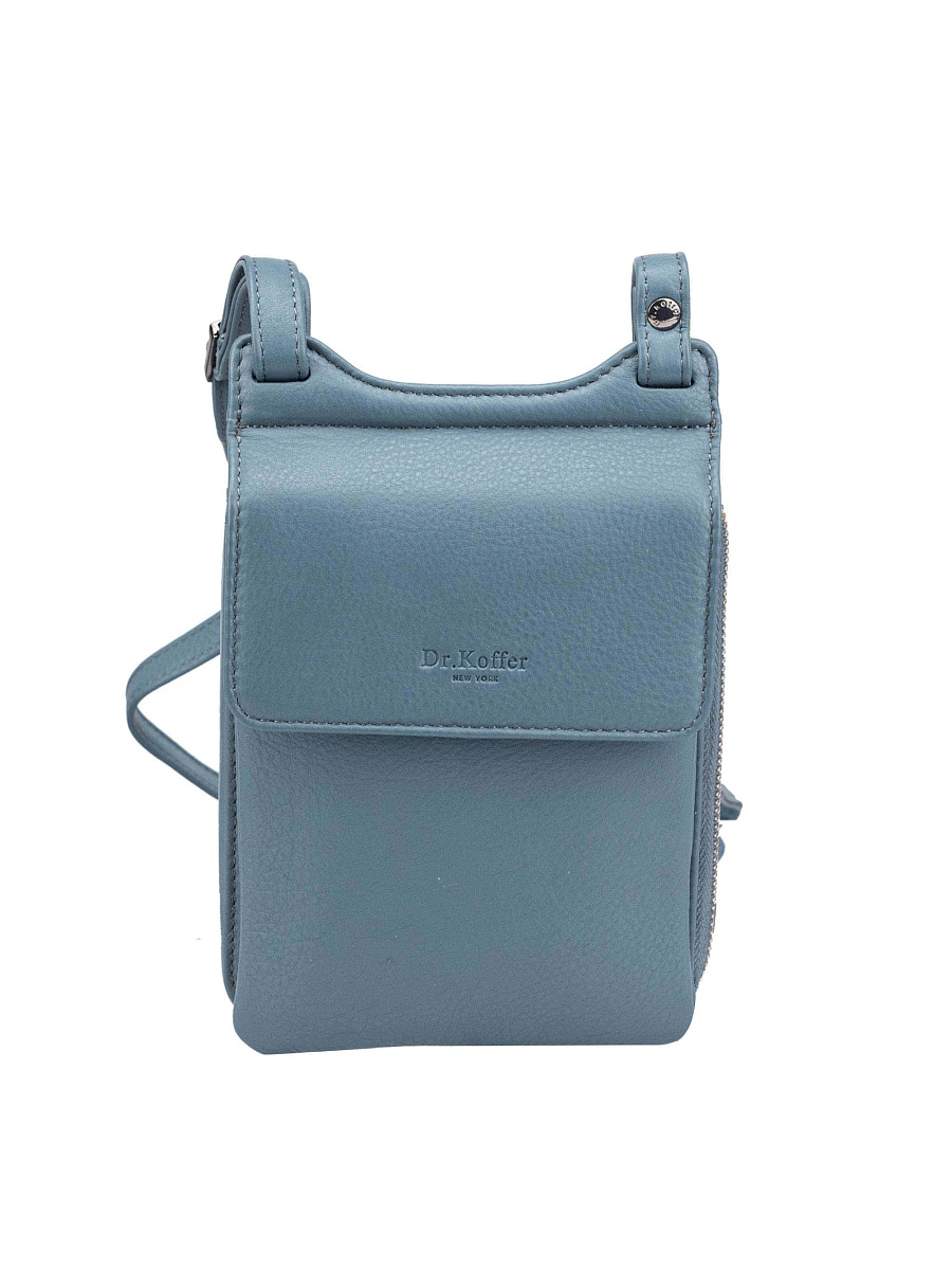 Сумка через плечо Dr.Koffer из натуральной кожи голубая