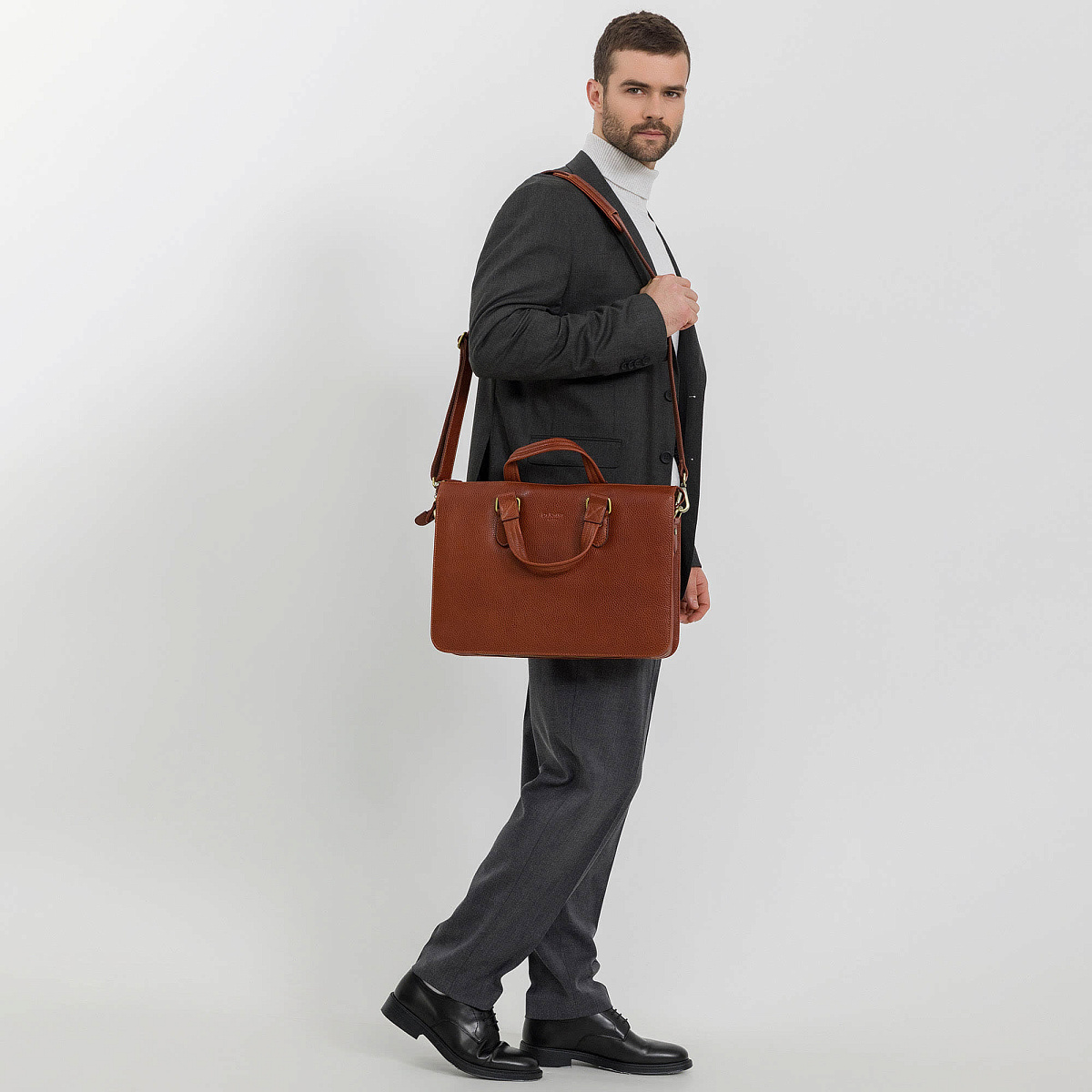 Деловая сумка Dr.Koffer из натуральной кожи коричневая