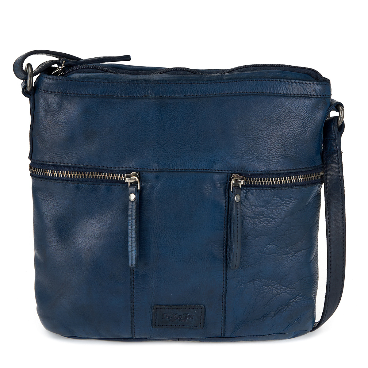 Сумка через плечо Dr.Koffer из натуральной кожи синяя