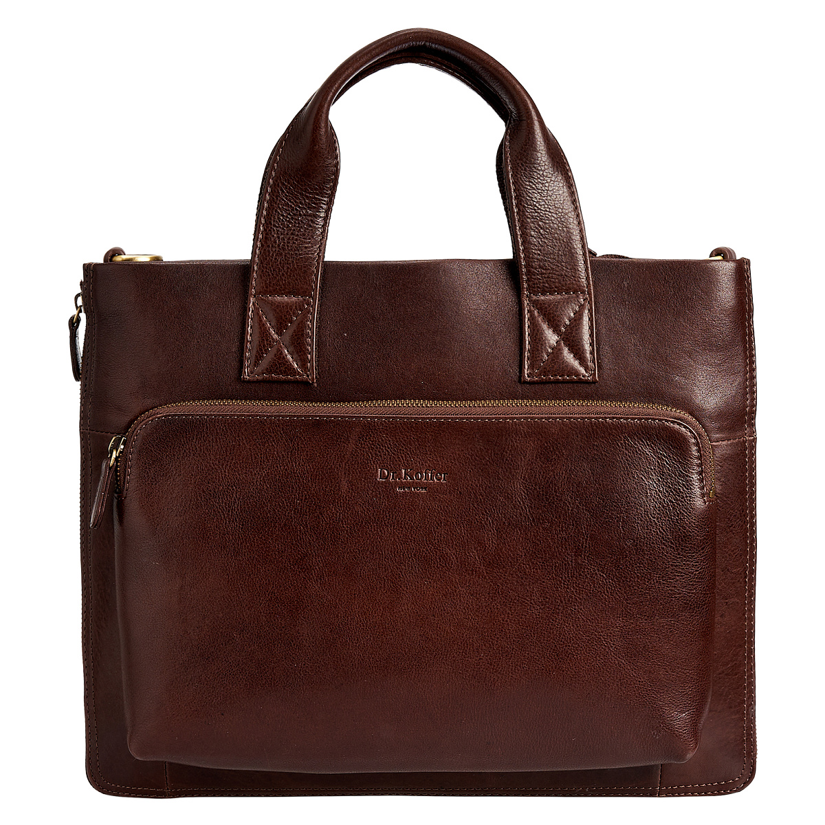 Деловая сумка Dr.Koffer из натуральной кожи темно-коричневая