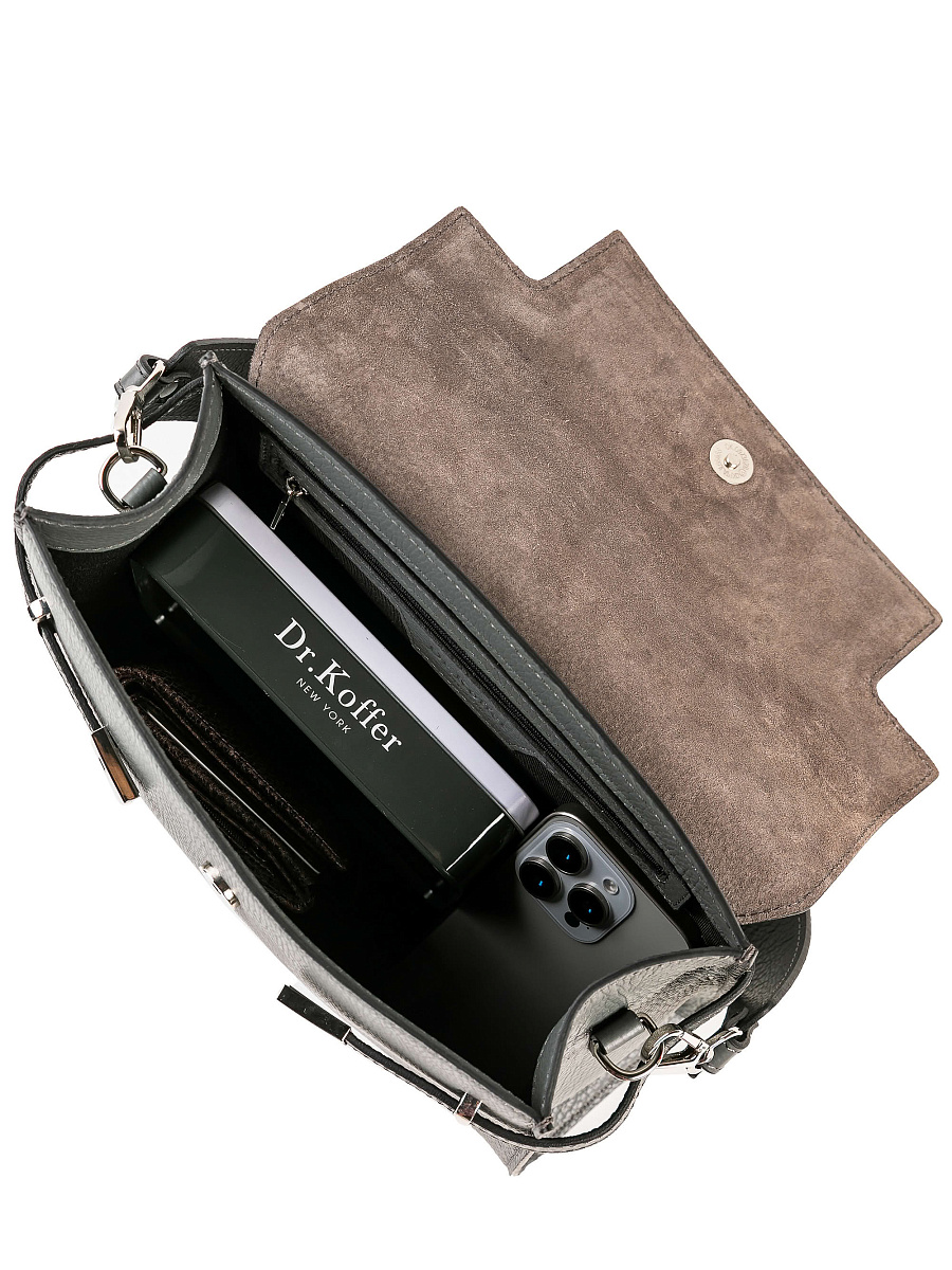 Женская сумка Dr. Koffer из натуральной кожи серая