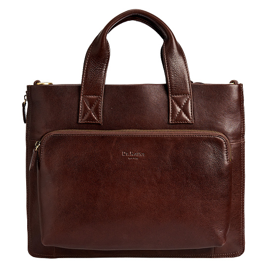 Деловая сумка Dr.Koffer из натуральной кожи темно-коричневая