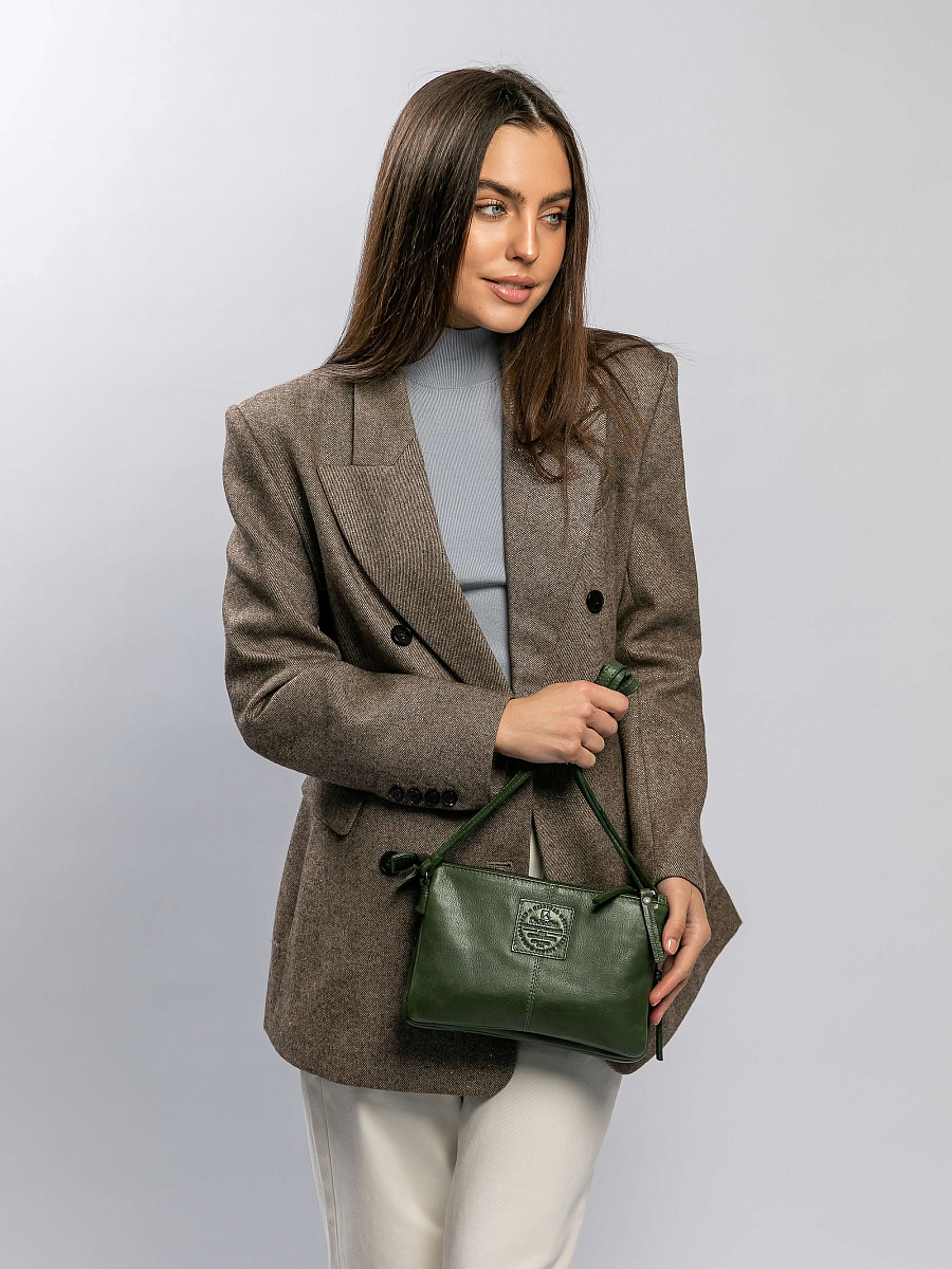 Сумка через плечо Dr.Koffer из натуральной кожи зеленая