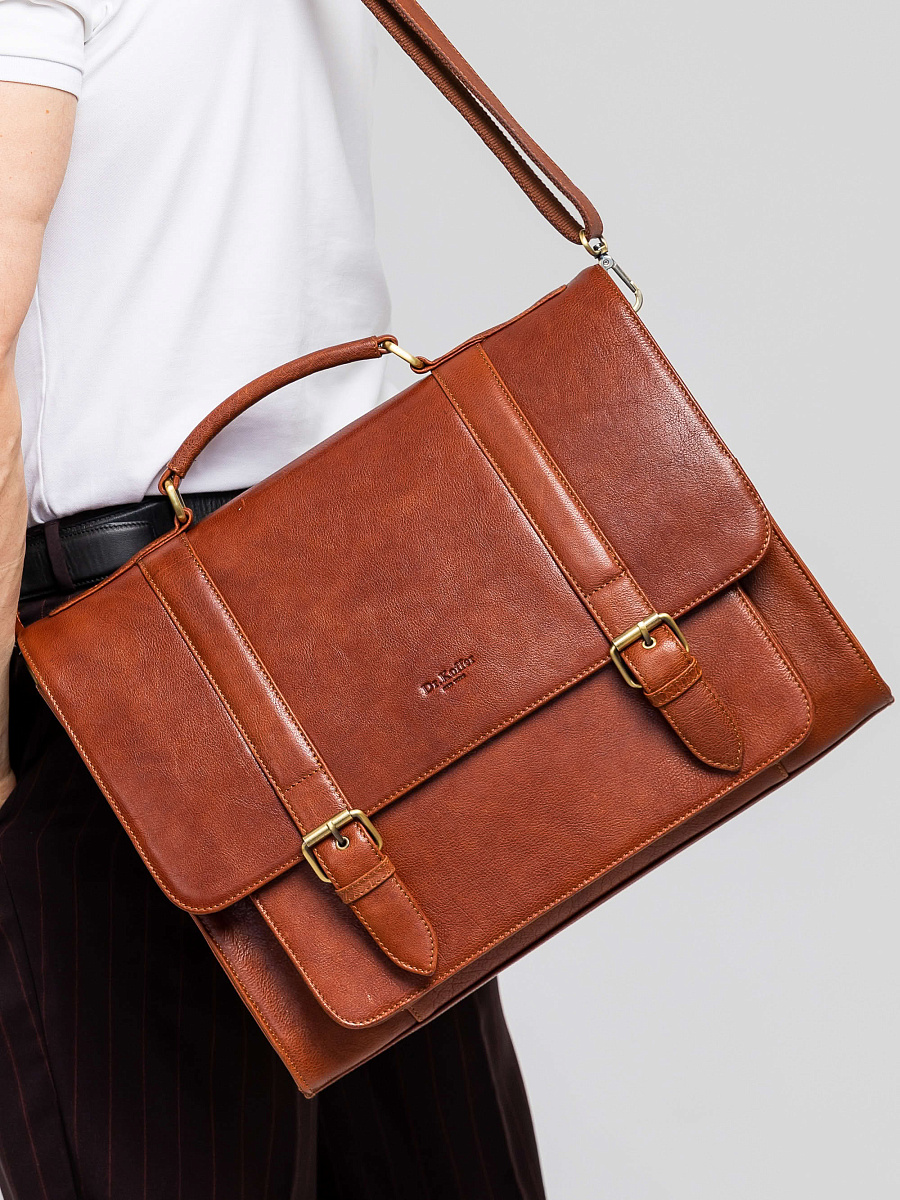 Портфель Dr.Koffer из натуральной кожи светло-коричневый