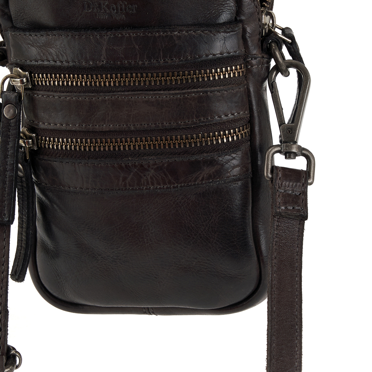 Сумка через плечо Dr.Koffer из натуральной кожи серая