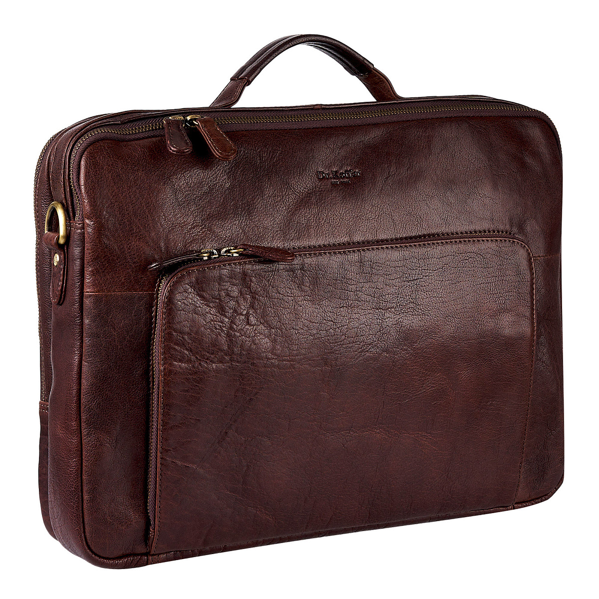 Деловая сумка Dr.Koffer из натуральной кожи темно-коричневая