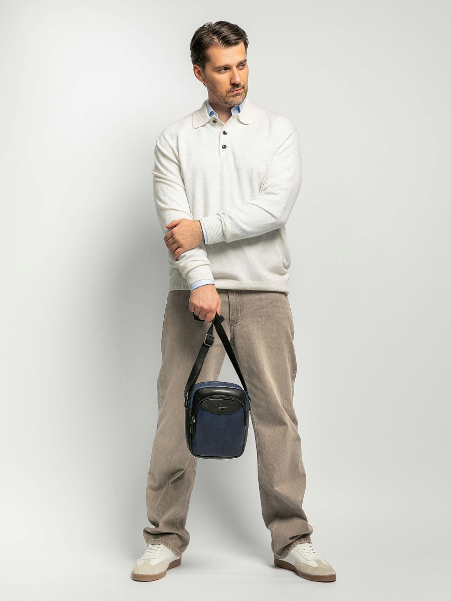 Сумка через плечо Dr.Koffer из натуральной кожи синяя