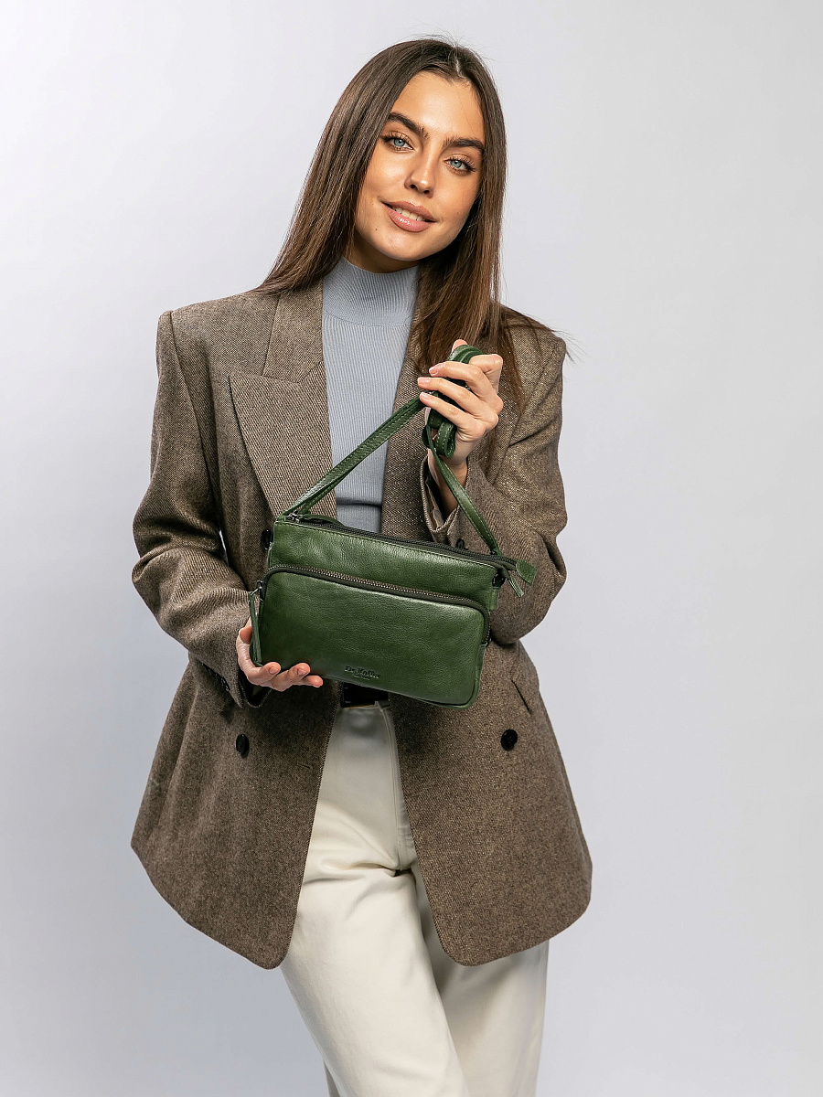 Сумка через плечо Dr.Koffer из натуральной кожи зеленая