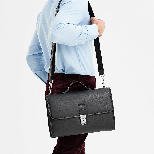 Портфель Dr.Koffer из натуральной кожи черный