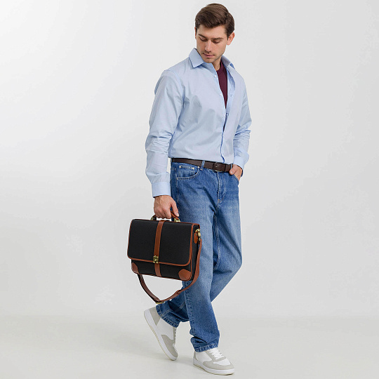 Портфель Dr.Koffer из нейлона и натуральной кожи