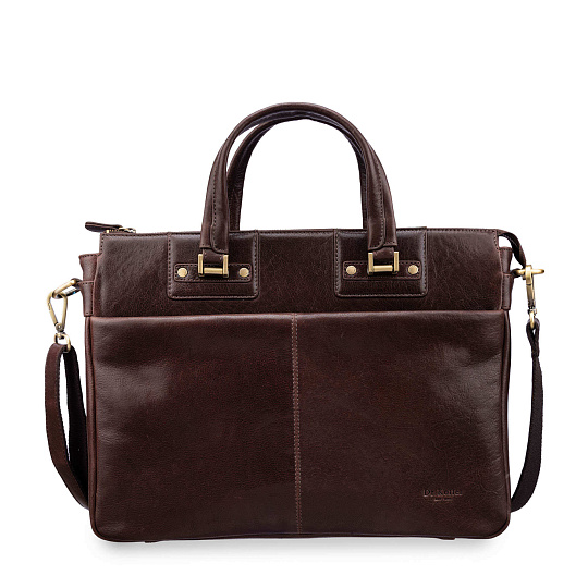 Деловая сумка Dr.Koffer из натуральной кожи темно-коричневая